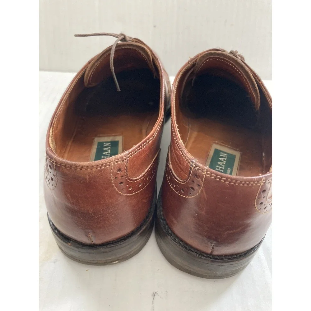 COLE HAAN Mens Size 9 Chestnut Brown Leather Lace Up Oxford Dress‎ Shoes